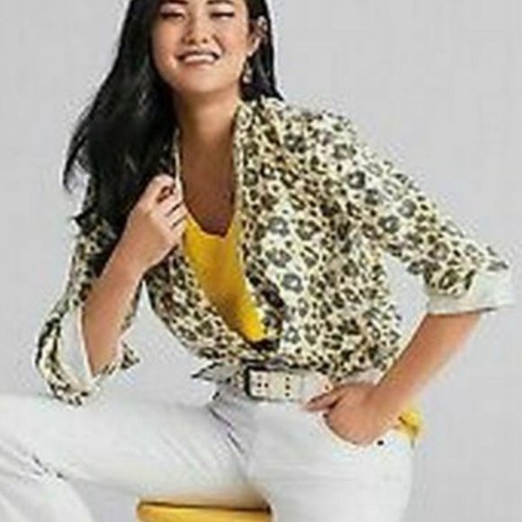 CAbi Shirt M Providence Button Shirt Jacket Leopard #5854 - Picture 1 of 8